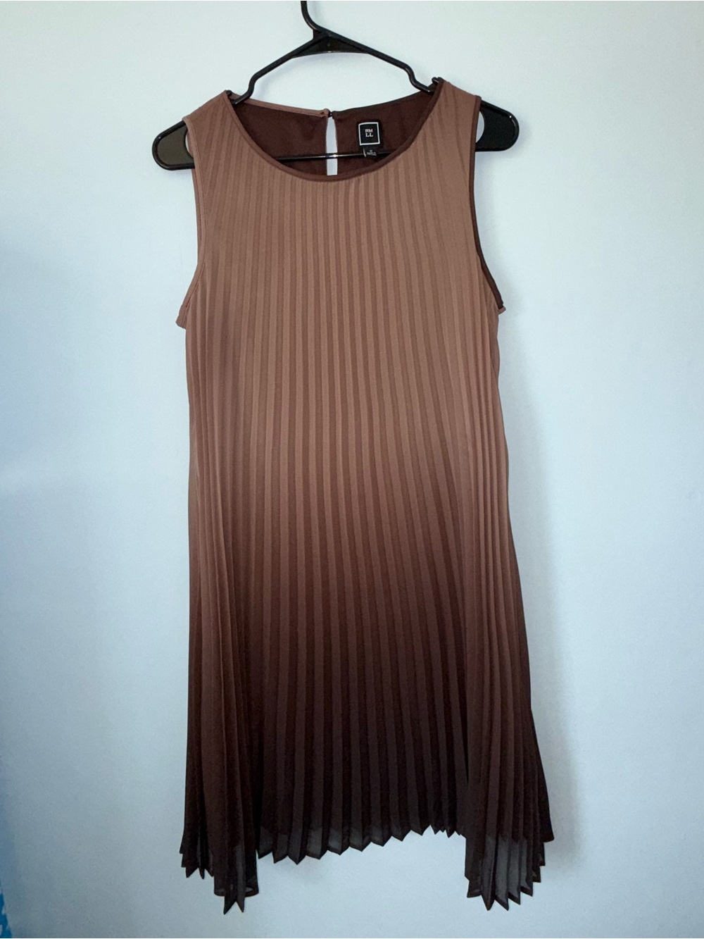 Sleeveless Pleated Mini Dress in Warm Brown